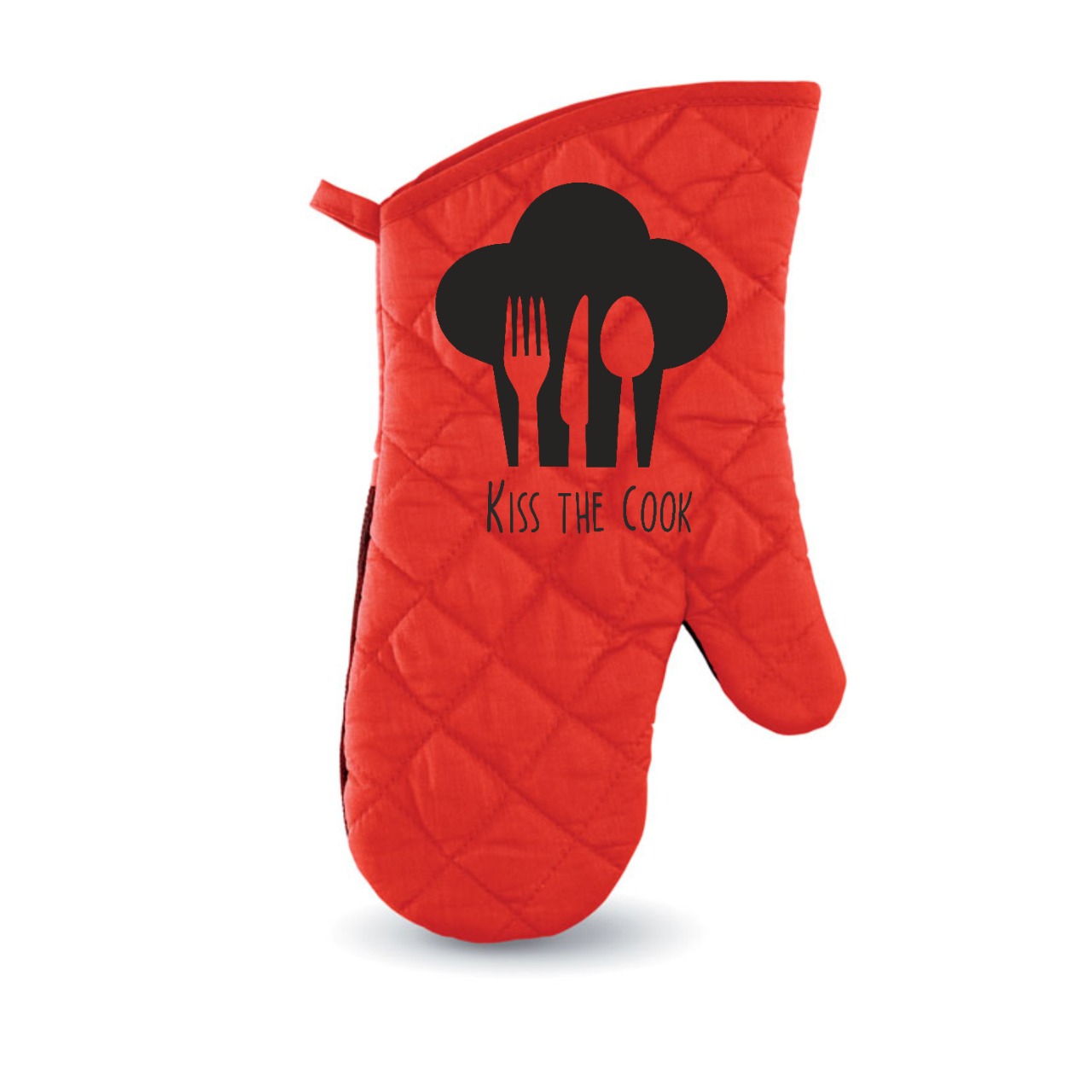 Personalised Red Kiss the Cook Oven Glove